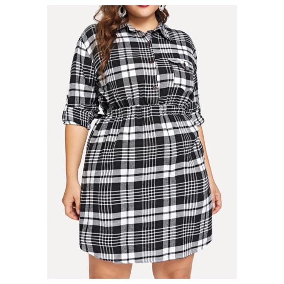 ➕ Plaid Shirt Dress - Picture 5 of 6